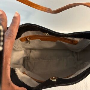 Valentina"Today is your best day ", black leather handbag